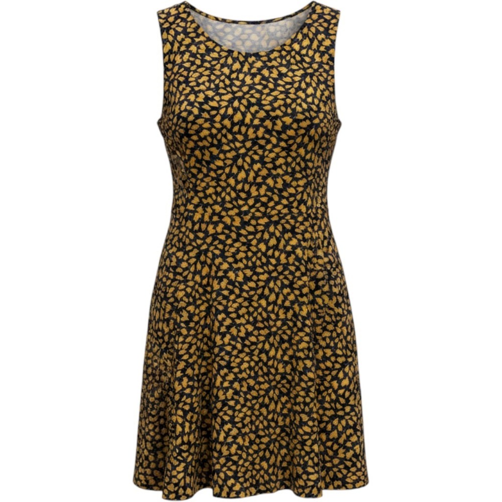 Lark & Ro Womens Yellow Navy Floral Tulip Print Fit & Flare Mini Dress Large